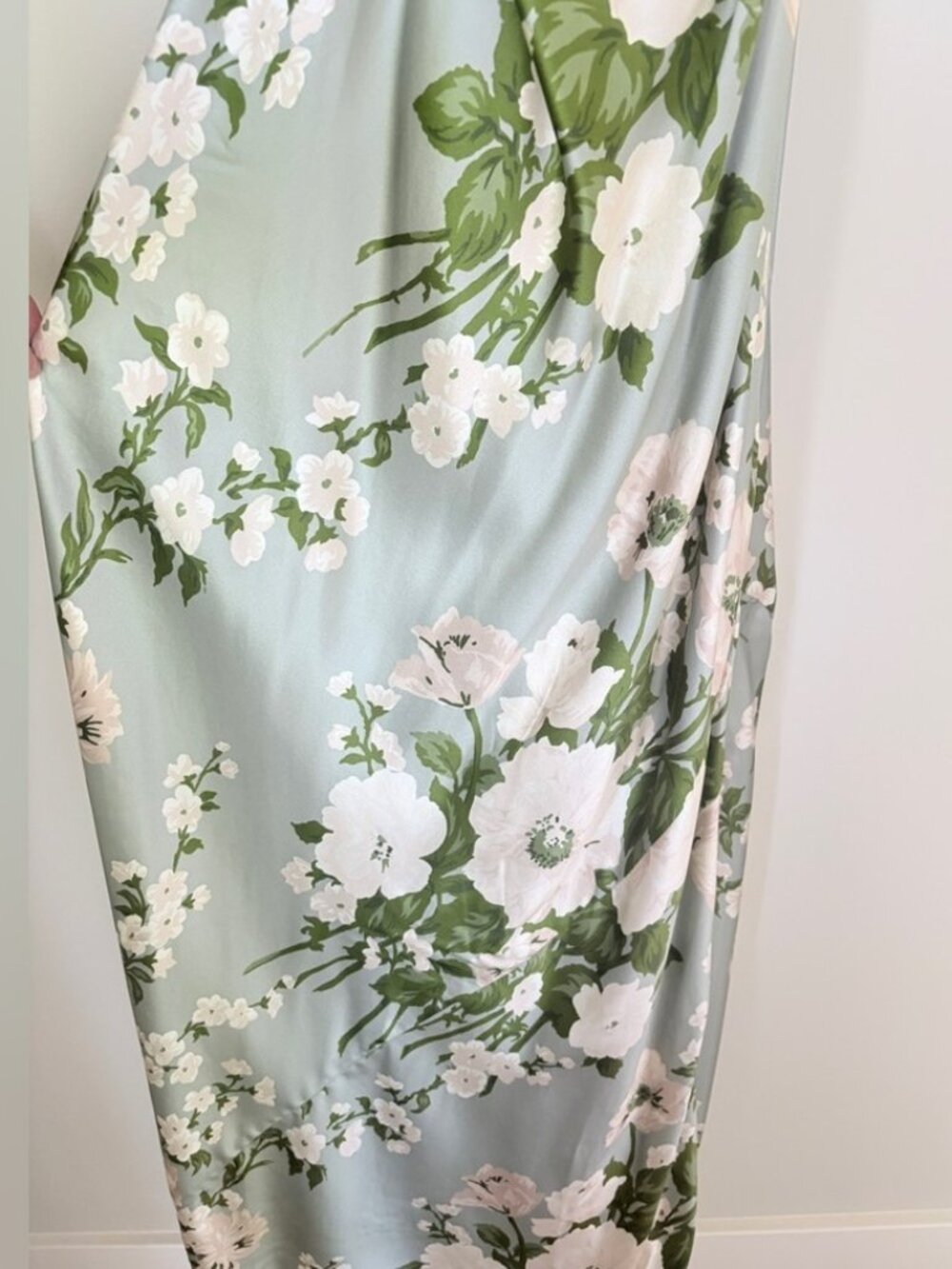 NEW Reformation Anaiis Long Silk Dress Tarragon Green Floral | size 0 - Picture 16 of 16